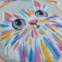 Rainbow cat art - textile cat wall decor