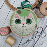 Woolly cat hoop art