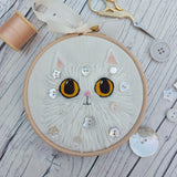 Wool cat art - textile cat wall decor