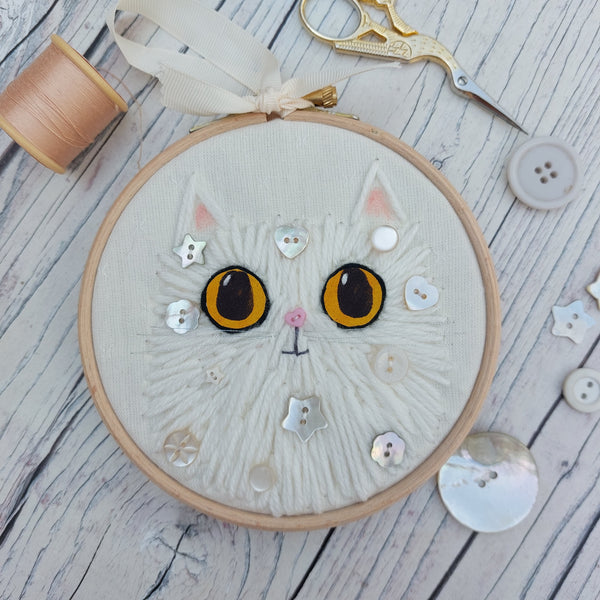 Wool cat art - textile cat wall decor