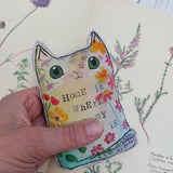 Floral fabric cat ornament