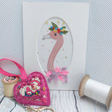 Fabric flamingo art. Flamingo love