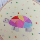 Rainbow Tortoise - colourful textile art