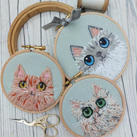 Woolly cats hoop art - fun, feline decor