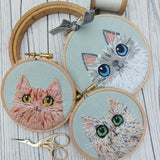 Woolly cats hoop art - fun, feline decor