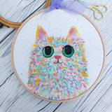 Large Rainbow cat hoop art