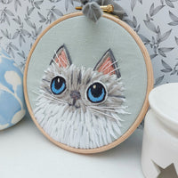 Woolly cats hoop art - fun, feline decor