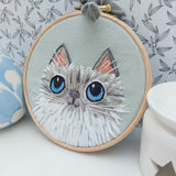Woolly cats hoop art - fun, feline decor
