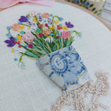 Embroidered floral art