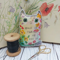 Floral fabric cat ornament