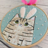 Bunny ears cat. Fun kitty hoop art