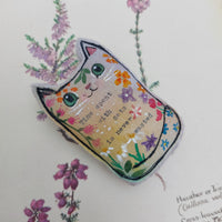 Floral fabric cat ornament