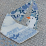 Broken pottery art - goose in a boat