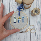 Trio of vases. Mini embroidery hoop art