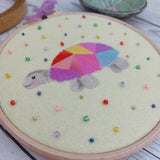 Rainbow Tortoise - colourful textile art