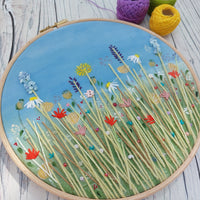 Large floral hoop art