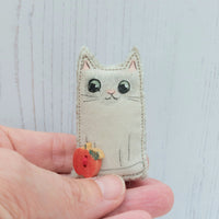 Apple cat Fabric figurine - teacher gift