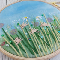 Pretty floral textile  art in 5" hoop