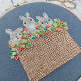 Cute Bunny Hoop Art. Bunnies in a Basket Textile Art. Easter Gift